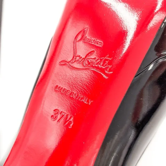 Christian Louboutin Lady Peep Black Patent Leather Platform Pumps EU 37.5 - Picture 8 of 9
